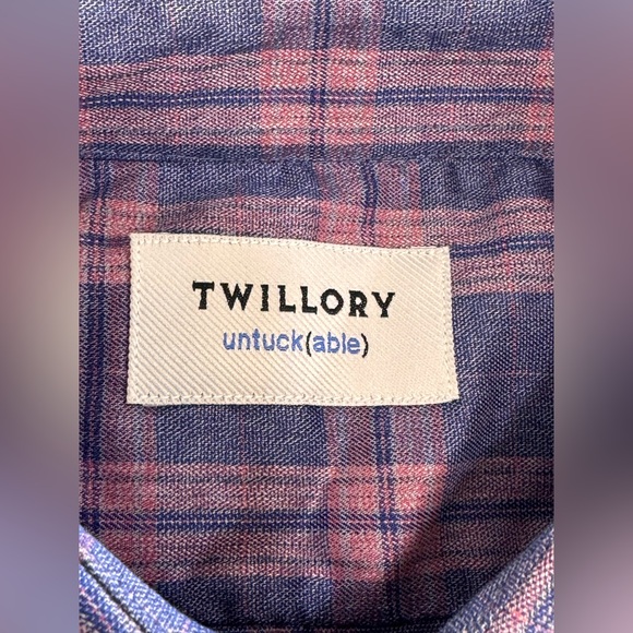 Twillory Untuckable Mens Lot Of 2 Size Medium Tailored Fit Button Shirt Plaid - Picture 7 of 13